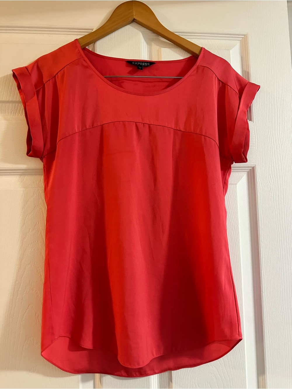 Express Coral-Red Cap Sleeve Blouse